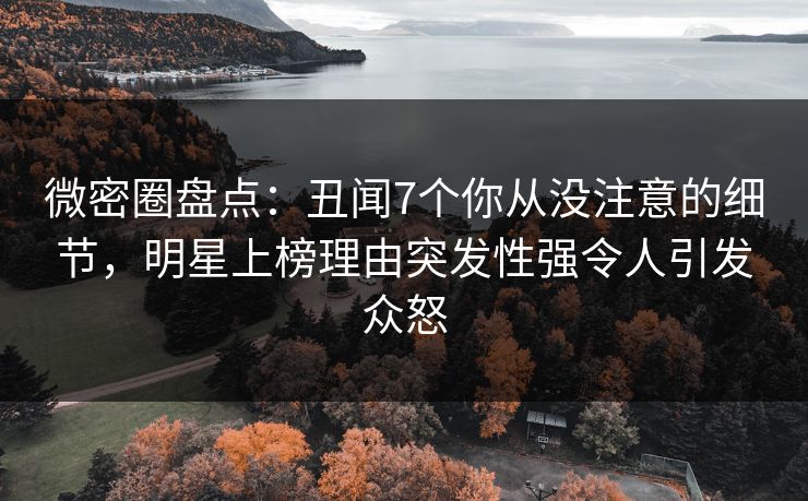 微密圈盘点：丑闻7个你从没注意的细节，明星上榜理由突发性强令人引发众怒