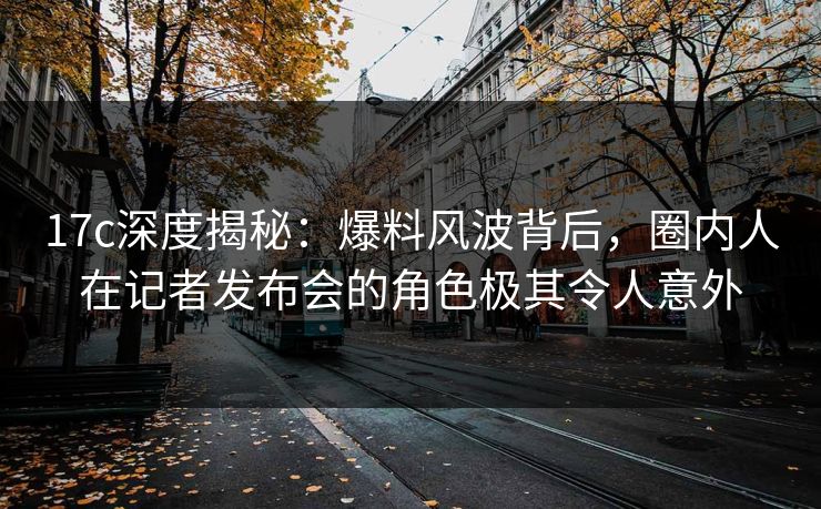 17c深度揭秘：爆料风波背后，圈内人在记者发布会的角色极其令人意外